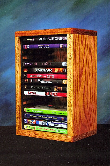 Wood Shed 110-1 DVD Solid Oak desktop or shelf DVD Cabinet - Individual Locking Slots