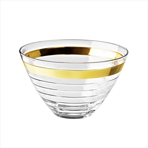 Majestic Gifts E65269-US Baguette 10 in. High Quality Glass Bowl With Gold Rim