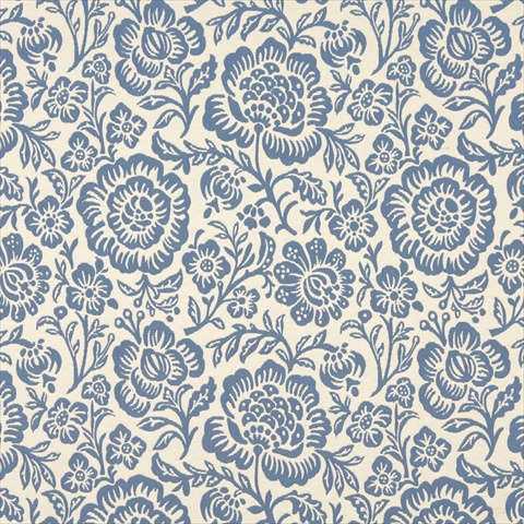 Designer Fabrics F404 54 in. Wide Blue And Beige Floral Matelasse Reversible Upholstery Fabric