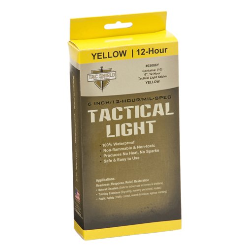 Tac Shield TCSH 03096Y Tactical 12 Hour Light Stick, Yellow - Pack of 2