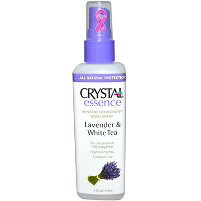 Crystal Essence 0486589 Crystal Mineral Deodorant Body Spray Lavender And White Tea - 4 fl oz