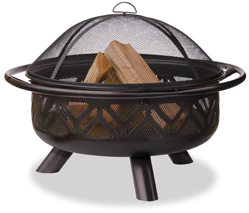 Blue Rhino Endless Summer WAD1009SP OIL RUBBED BRONZE OUTDOOR FIREBOWL WITH GEOMETRIC DESIGN