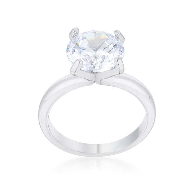 J. Goodin Jgoodin R08472R-C01-08 4.4 CT Hanna Cubic Zirconia Rhodium Classic Solitaire Ring - Size 8&#44; Clear