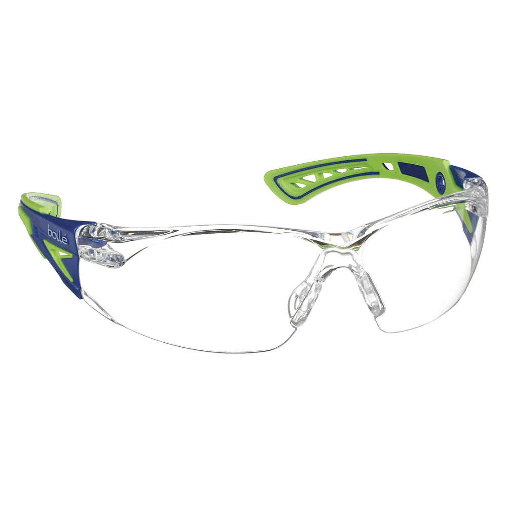 BOLLE SAFETY 286-40256 Clear Lens Anti-Fog Rush Plus Safety Glasses&#44; Blue & Green
