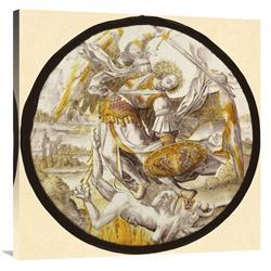 JensenDistributionServices 36 x 36 in. The Archangel Michael Vanquishing the Devil Art Print - Unknown 16th Century Netherlandish Glassmaker