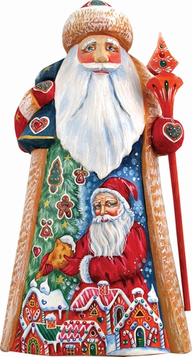 G.Debrekht 820033 Woodcarving Candy Coated Christmas 9 in. - Woodcarved Santa
