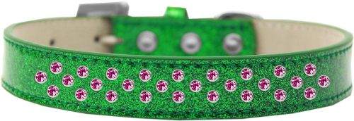 Mirage Pet Products 615-17 EG-18 Sprinkles Ice Cream Bright Pink Crystals Dog Collar, Emerald Green - Size 18