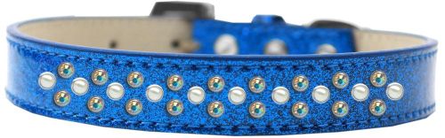 Mirage Pet Products 616-13 BL-14 Sprinkles Ice Cream Pearl & AB Crystals Dog Collar, Blue - Size 14