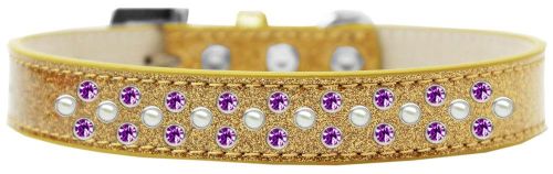 Mirage Pet Products 616-20 GD-20 Sprinkles Ice Cream Pearl & Purple Crystals Dog Collar, Gold - Size 20