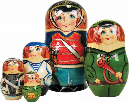 G.Debrekht 1301151 Russia Nested Dolls Nutcracker Prince 5 Nest Doll 6.5 in.