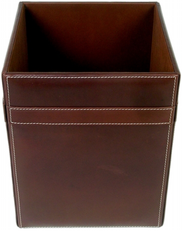 Dacasso A3203 Rustic Leather Square Waste Basket
