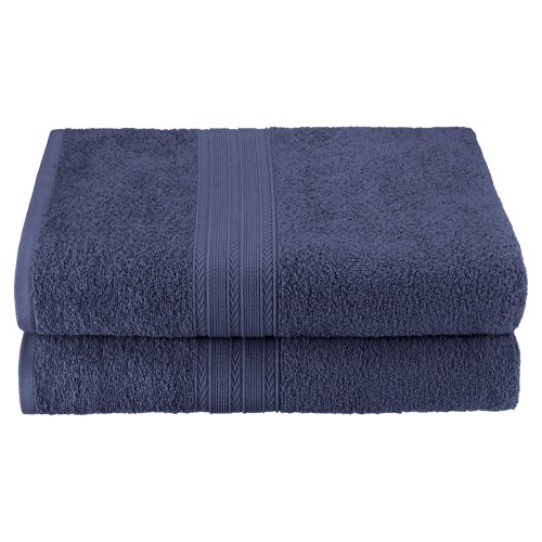 Superior EF-BSHEET NB Eco-Friendly 100 Percent Ringspun Cotton Bath Sheet Towel Set - Navy Blue, 2 Pieces