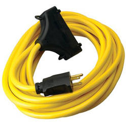 Coleman Cable Southwire Generator Extension Cord, 25 Ft, 3 Outlets, Yellow - 1 per EA - 019100002