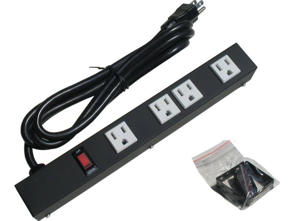 E-dustry EPS-1046 12 in. 4 Outlet Metal Power Strip