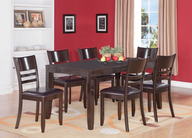 Wooden Imports Furniture LLC Wooden Imports Furniture LY5-CAP-LC 5PC Lynfield Rectangular Dining Table with Butterfly leaf & 4 Faux Leather upholstered Seat