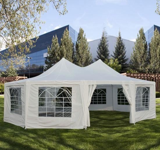 OnlineGymShop.com Online Gym Shop CB16266 Outdoor Heavy Duty Decagon 10 Wall Party Wedding Canopy Gazebo Tent, White - 29 x 20 ft. & Large