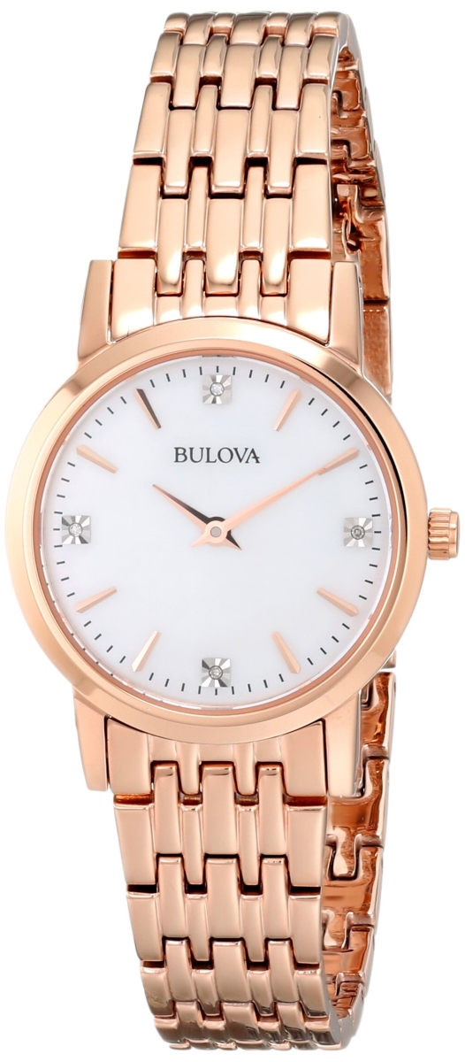 Bulova 97P106 Stainless Steel Diamond Rose Gold-Tone Ladies Watch