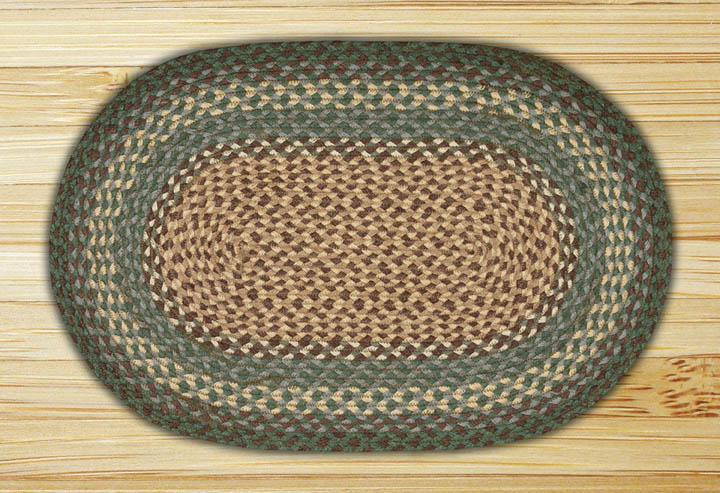 Capitol Importing Company Capitol Importing 02-013 Dark Green - 20 in. x 30 in. Oval Braided Rug