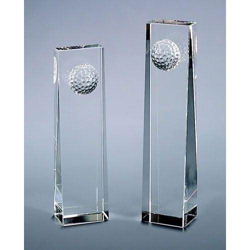 Creative Gifts 004131 7.75 in. Optic Glass Golf Ball Obelisk