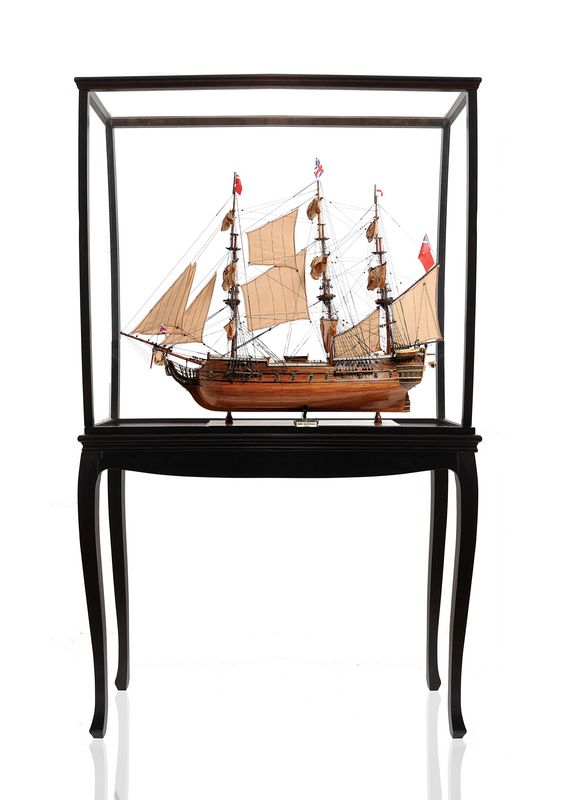Old Modern Handicrafts T191B HMS Surprise Large with Floor Display Case - Natural Wood