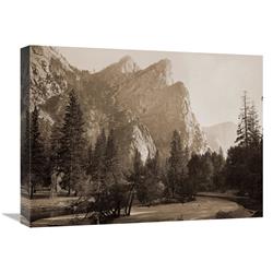 JensenDistributionServices 22 in. Further Up the Valley, the Three Brothers, the Highest, 3830 ft., Yosemite, California, 1866 Art Print - Carleton Watkins