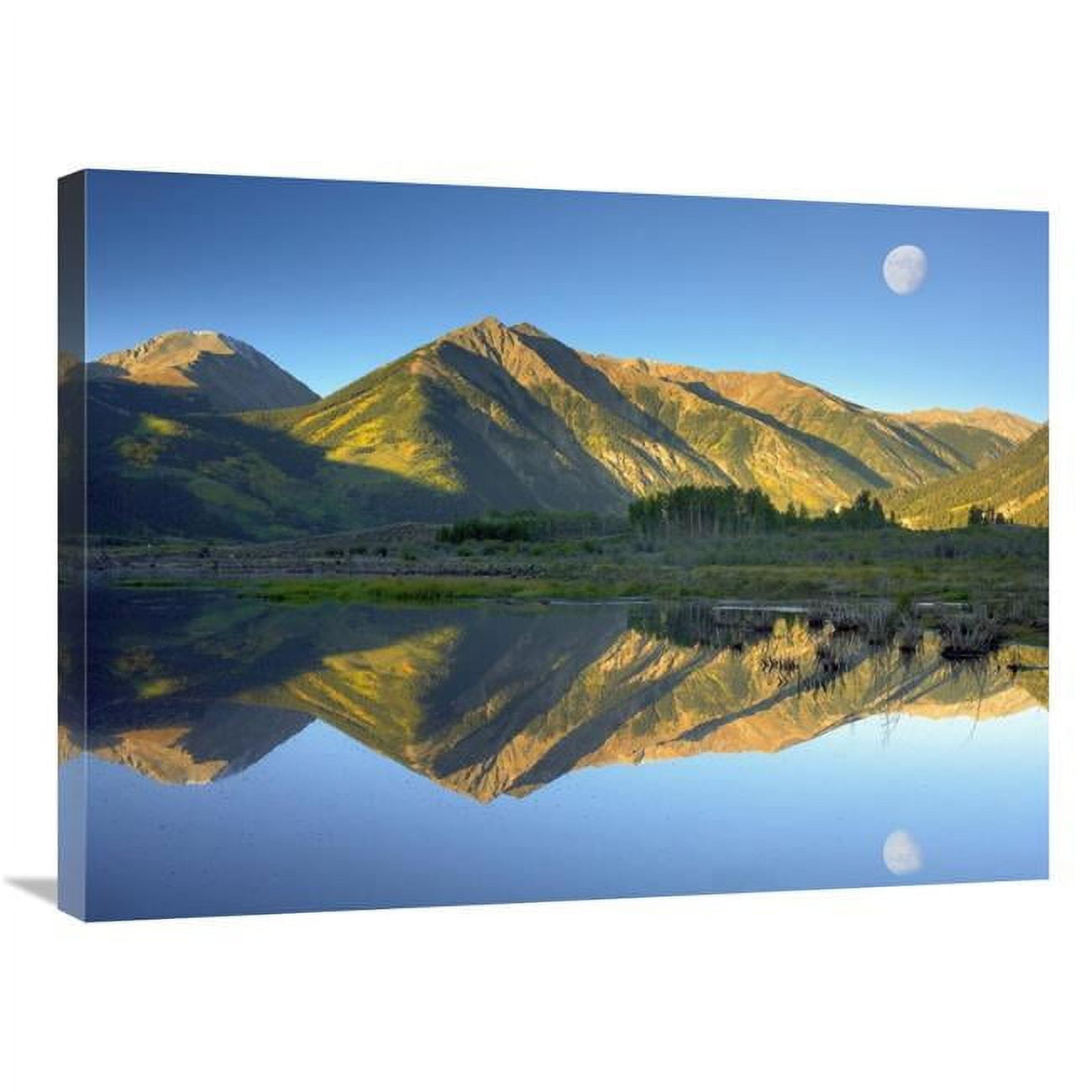 JensenDistributionServices 24 x 32 in. Moon & Twin Peaks Reflected in Lake&#44; Colorado Art Print - Tim Fitzharris