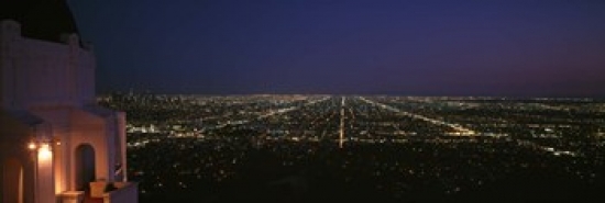 RLM Distribution View of a city at night  Griffith Park Observatory  Griffith Park  City Of Los Angeles  Los Angeles County  California  USA Post