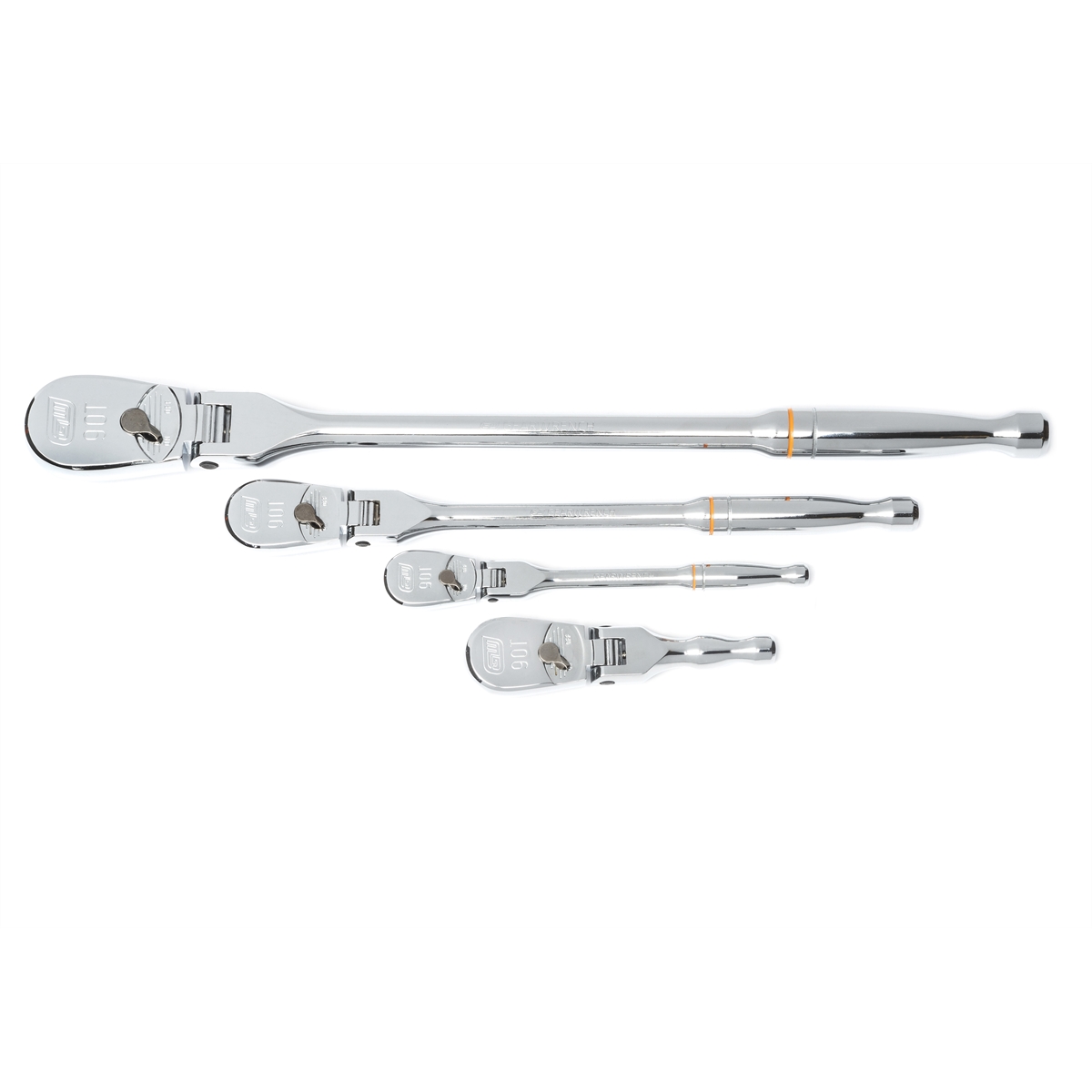 LABSTER APS WTD KDT-81230T 0.25&#44; 0.37 & 0.5 in. Gearwrench 90-Tooth-Tooth Full Polish Flex-Head Ratchet Set - 4 Piece