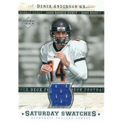 Autograph Warehouse 583562 Derek Anderson Player Worn Jersey Patch Football Card - Oregon State Beavers - 2005 Upper Deck Sunday Swatches Rookie Deb