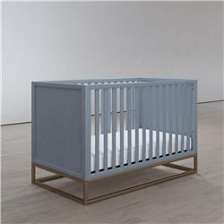 Little Seeds DA8028879LS 35.5 x 30 x 54 in. Haven 3-in-1 Convertible Wood Crib with Metal Base - Dove Gray & Gold Base