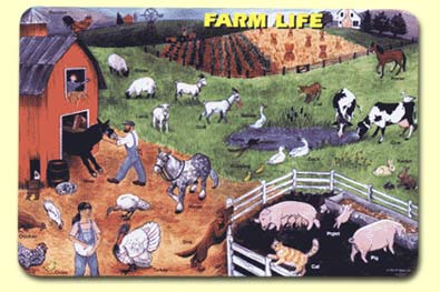 Painless Learning FAN-1 Farm Life Placemat - Pack of 4