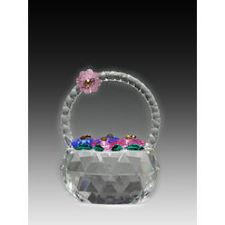 Asfour Crystal 601-40 1.57 L x 2.08 H in. Crystal Basket Of Flowers Garden Figurines
