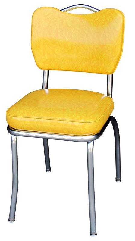 Richardson Seating 4261CIY 4261 Handle Back Diner Chair -Cracked Ice Yellow- with 2 in. Box Seat  - Chrome