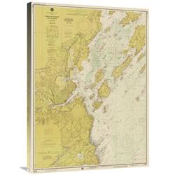 Global Gallery GCS-450543-36-142 36 in. Nautical Chart - Portland Harbor & Vicinity CA. 1974 - Sepia Tinted Art Print - NOAA Historical Map & C