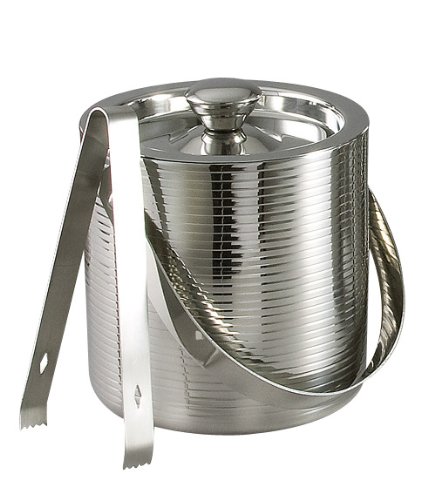 Leeber 72701 Lines Ice Bucket With Tongs, DW - 6 in.