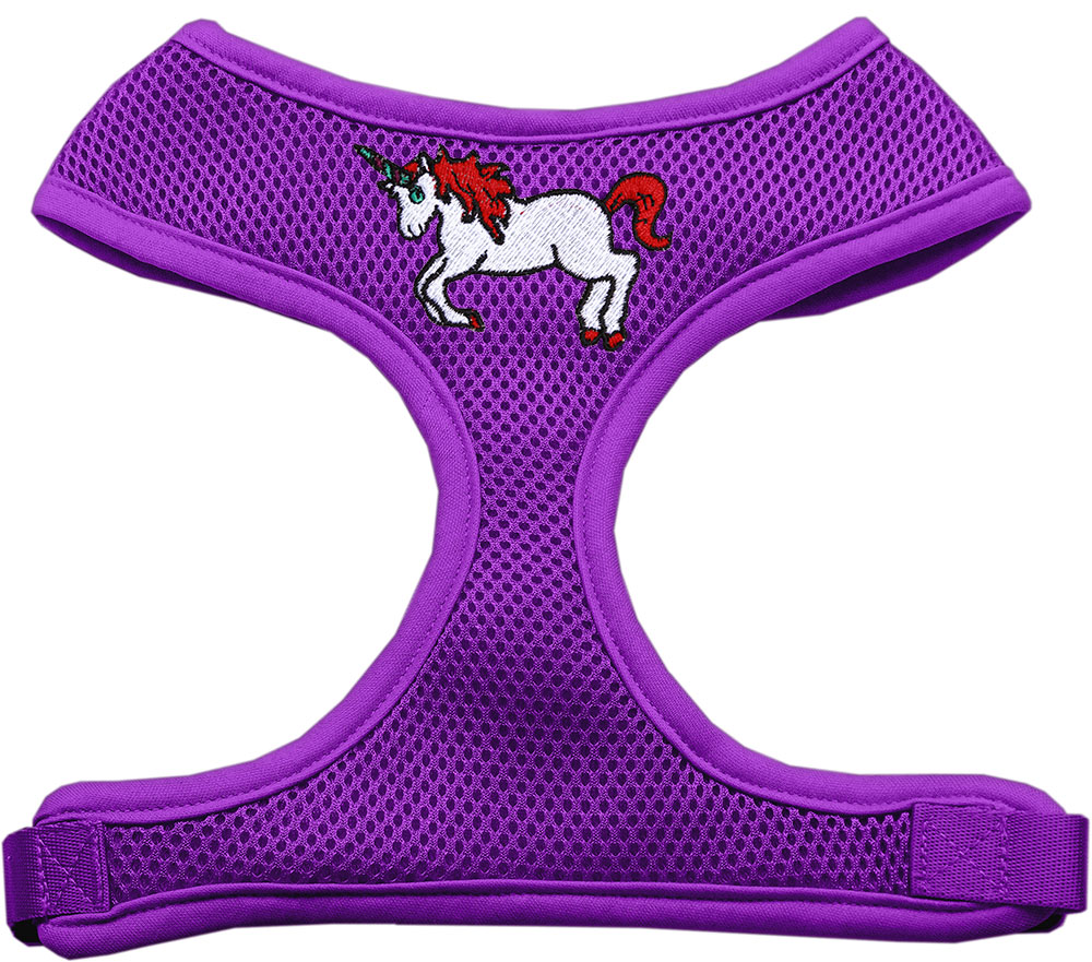 Mirage Pet Products 680-H01 PRSM Unicorn EmbroideRed Soft Mesh Harness, Purple - Small
