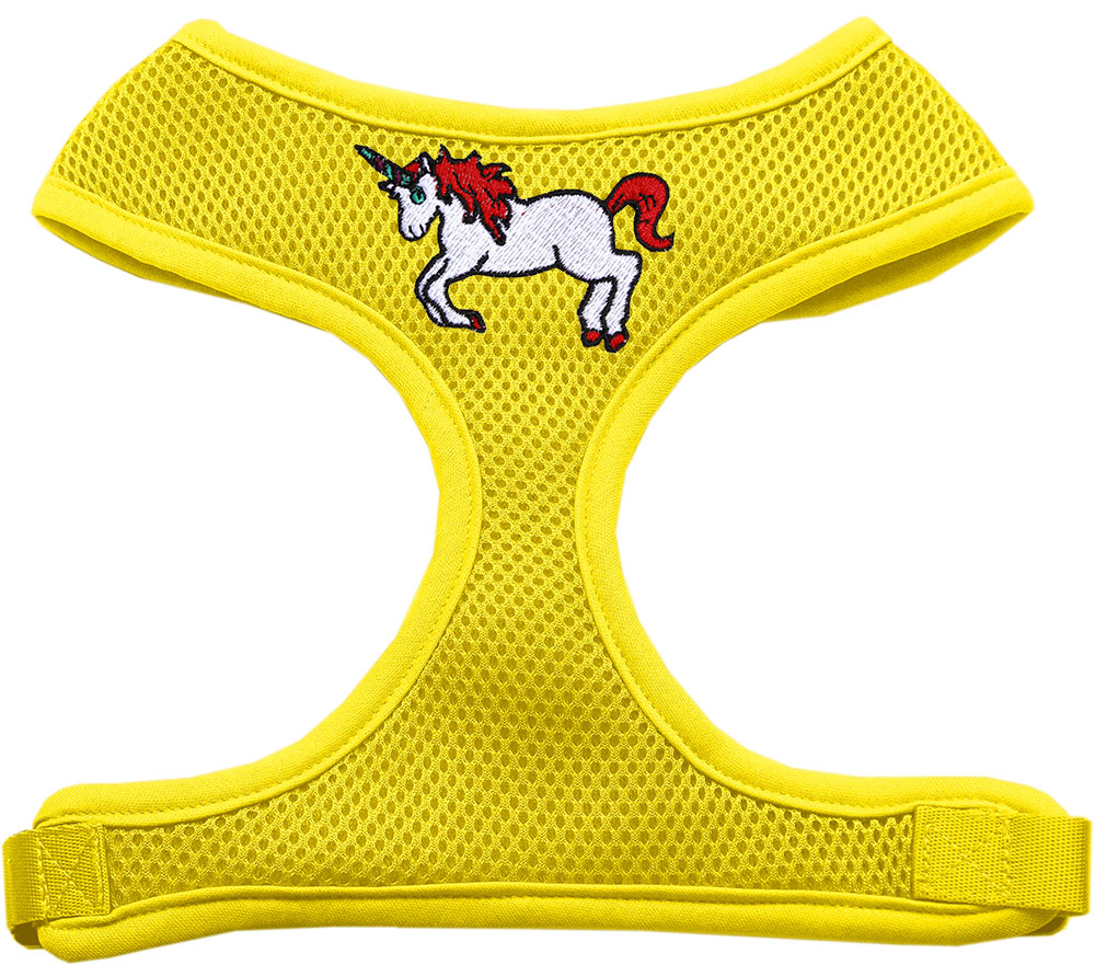 Mirage Pet Products 680-H01 YWLG Unicorn EmbroideRed Soft Mesh Harness, Yellow - Large