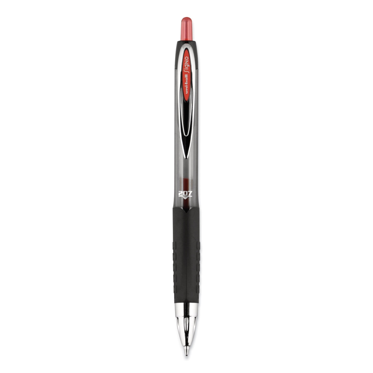 uni-ball UBC33952 0.7 mm 207 Retractable Gel Pen, Red - Pack of 12