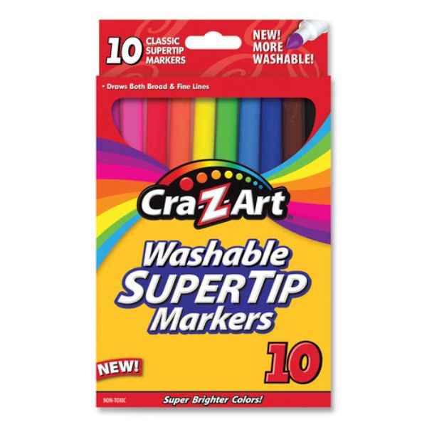 Cra-Z-Art CZA1007348 Fine Bullet Tip Washable SuperTip Marker, Multi Color - 10 Count