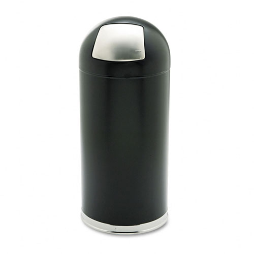 PinPoint 15 Gallon Dome Receptacle with Spring-Loaded Door in Black