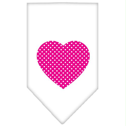 Mirage Pet Products 66-101 LGWT Pink Swiss Dot Heart Screen Print Bandana White Large
