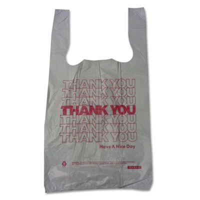 BROWN PAPER GOODS Barnes Paper Company Thank You High-Density Shopping Bags, 10" x 19", White, 2,000/Carton
