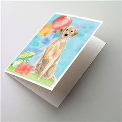 Caroline's Treasures CK3235GCA7P Happy Birthday Yellow Labrador Retriever Greeting Cards & Envelopes - Pack of 8