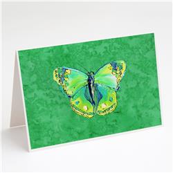 Caroline's Treasures 8863GCA7P Butterfly Green on Green Greeting Cards & Envelopes - Pack of 8