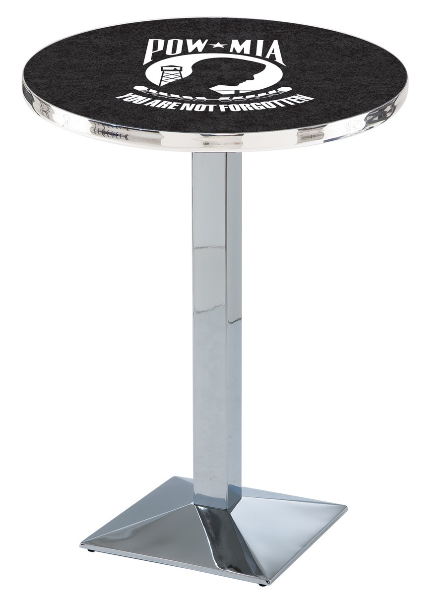 Holland Bar Stool L217 POW/MIA 36&quot; Tall - 36&quot; Top Pub Table with Chrome Finish