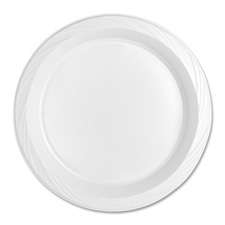 Genuine Joe DDI 931958  10-1/4&quot; Plastic Plates  Reusable/Disposable  125/PK  White