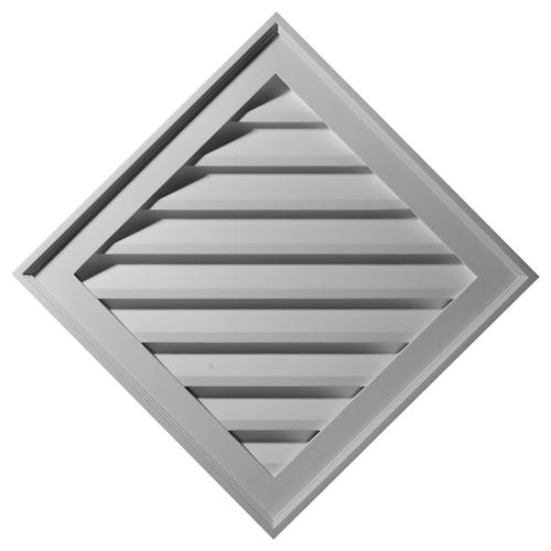 Ekena Millwork GVDI34X34F 34 in. W x 34 in. H Architectural 24 in. Sides Diamond Gable Vent Louver- Functional