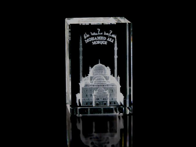 Asfour Crystal 1159-70-50 2 L x 2.75 H x 2 W in. Crystal Laser-Engraved Mosque Monuments Laser-Cut