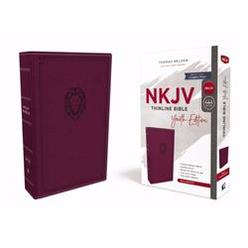 Nelson Bibles 134731 NKJV Thinline Bible - Youth Edition - Comfort Print, Berry Leathersoft