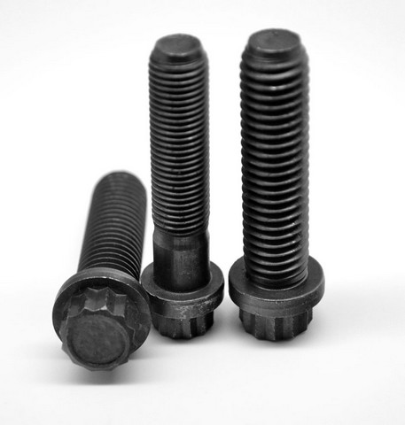 ASMC Industrial 1.25-8 x 6 Coarse Threaded 12-Point Flange Screw, Alloy Steel - Thermal Black Oxide - 5 Piece